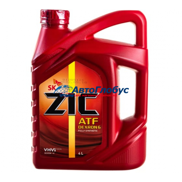 Масло ZIC трансмиссионное ATF DEXRON VI (АКПП) 4 л